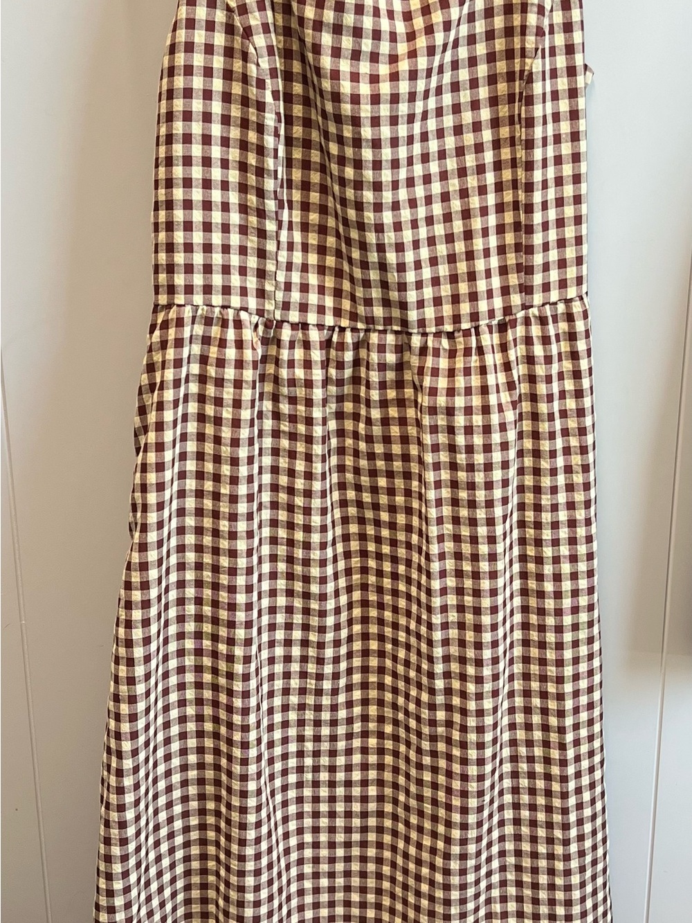 Women’s Brown and Cream Gingham Tiered Skirt